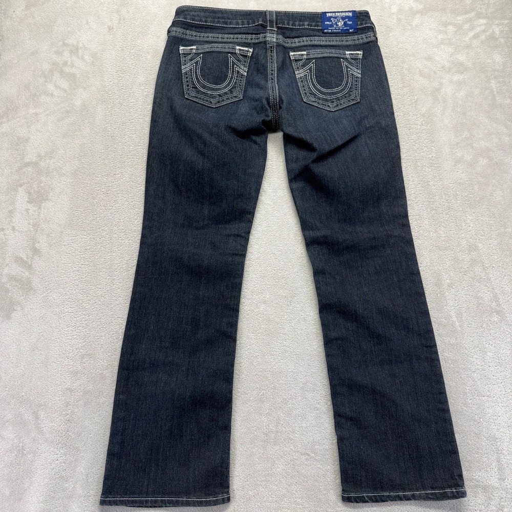 True Religion Jeans Women 30 Section Straight Petite Dark Wash Denim Embroidered - Picture 8 of 15